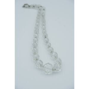 Vintage Faceted Glass Bead Necklace Clear Crystal Graduated Beads